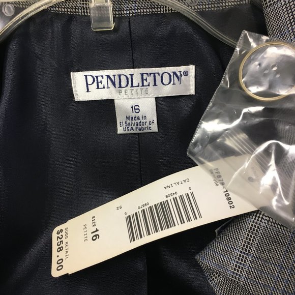 NWT Pendleton Women's Blue Plaid Catalina 100% Wool 1 Button Blazer - Picture 5 of 5